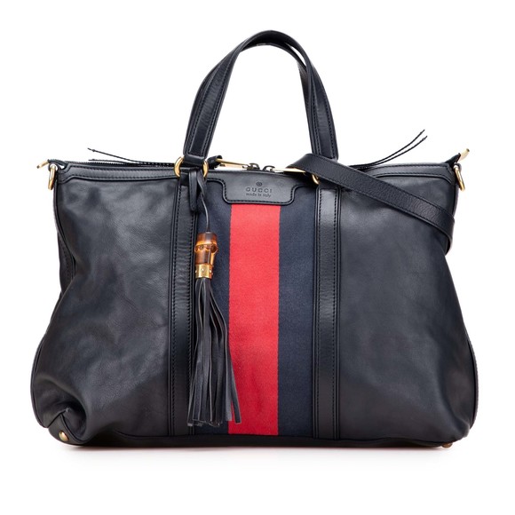 Pre-Loved Gucci Medium Leather Web Rania Convertible Tote - Picture 1 of 12